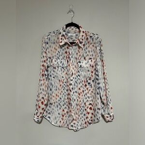 Equipment Multicolored Animal Print Silk Button Down Size Medium